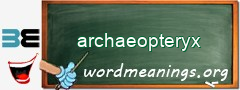 WordMeaning blackboard for archaeopteryx